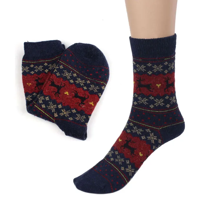 Милые носки для девочек женские короткие носки милые трикотажные носки с рождественским оленем, теплые осенние вязаные шерстяные эластичные носки длиной по щиколотку sp20C - Цвет: Blue