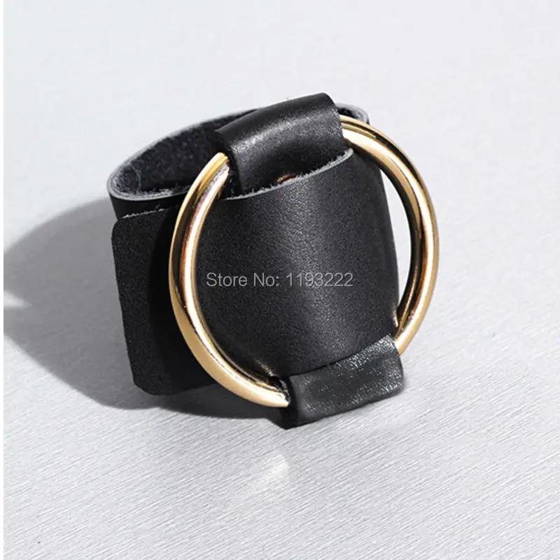 

Punk Rock Gothic Handmade Big O Round Gold Silver Metal Leather Handcuff Bangle Bracelet Belt Loop