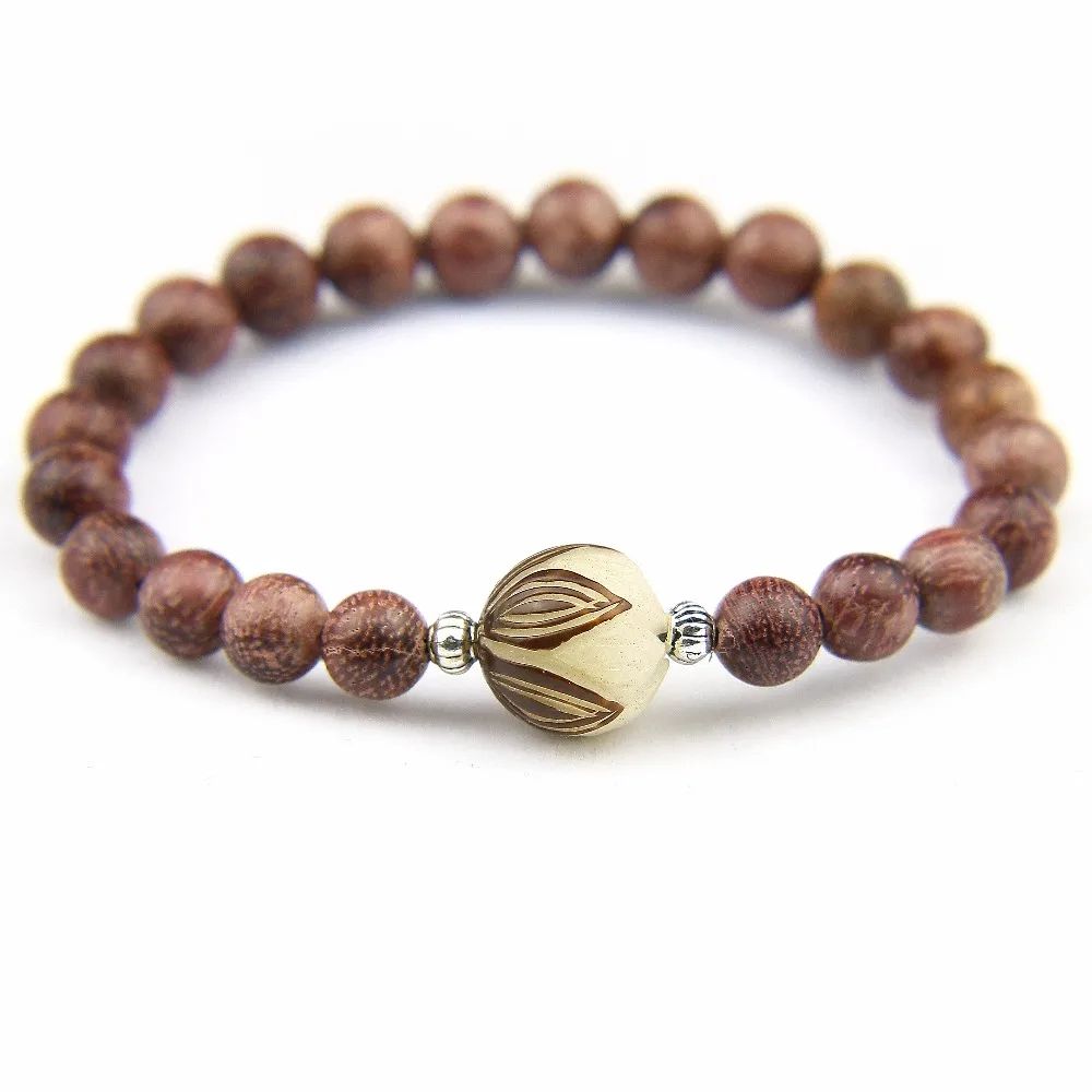 

Natural Violet Wood Beads bracelet for Men and Women Buddha Bodhi Lotus Handmade Yoga Jewelry,Christmas Gift