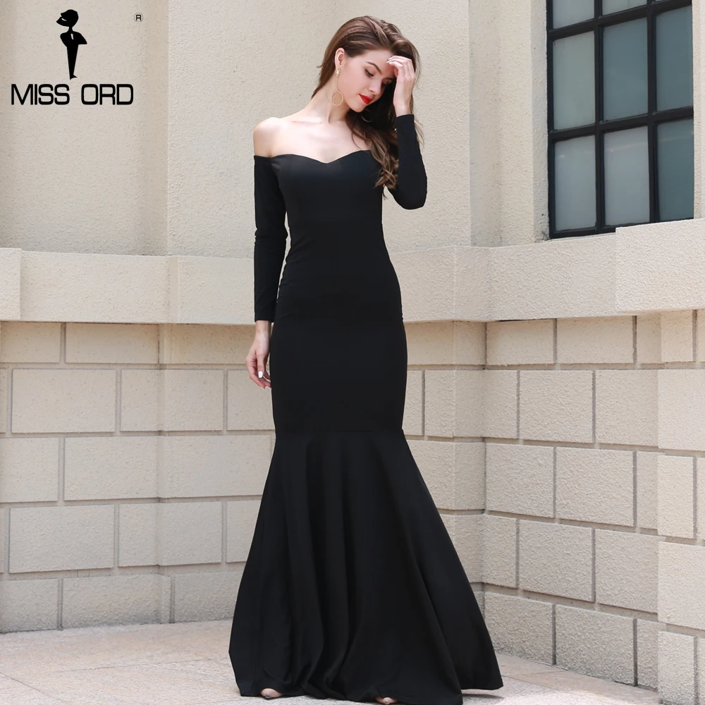 

Free Shipping Missord 2019 Sexy Bra long-sleeved maxi dress FT4680-1