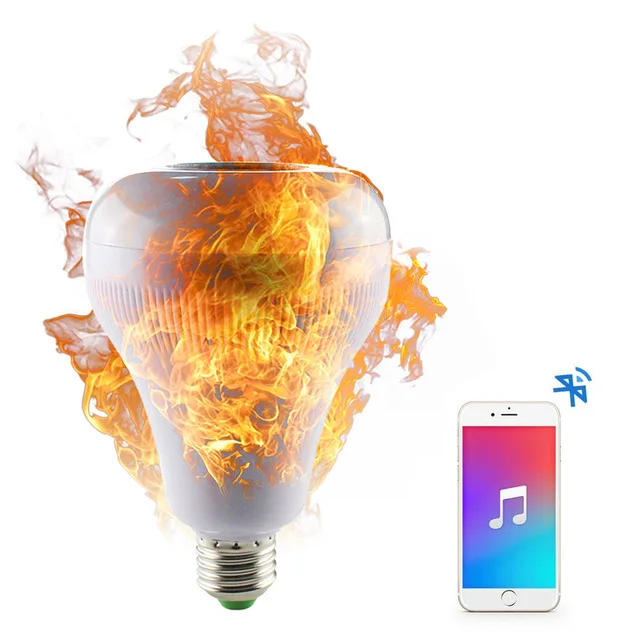 

4pcs Wireless Bluetooth Speaker E27 LED RGB Music Flame Bulb Lamp Smart led RGBW Music Player Audio Light with Remote Control
