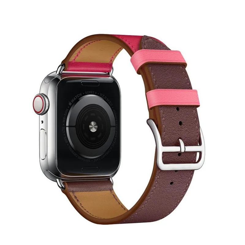 Ремешок из натуральной кожи для Apple Watch Series 5 4 3 2 1 двойной браслет iWatch 44/40 мм 42/38