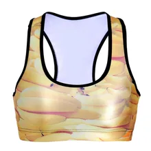 NEW 0084 Summer Sexy Girl Women yellow banana fruit 3D Prints Padded Push Up Gym Vest Top Chest Running Sport Yoga Bras