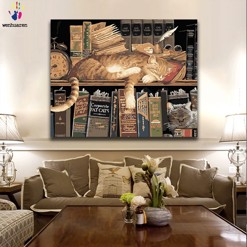 

paint by number art painting by numbers cat Lovely Living room bedroom decorative hanging pictures DIY Filling and coloring gift