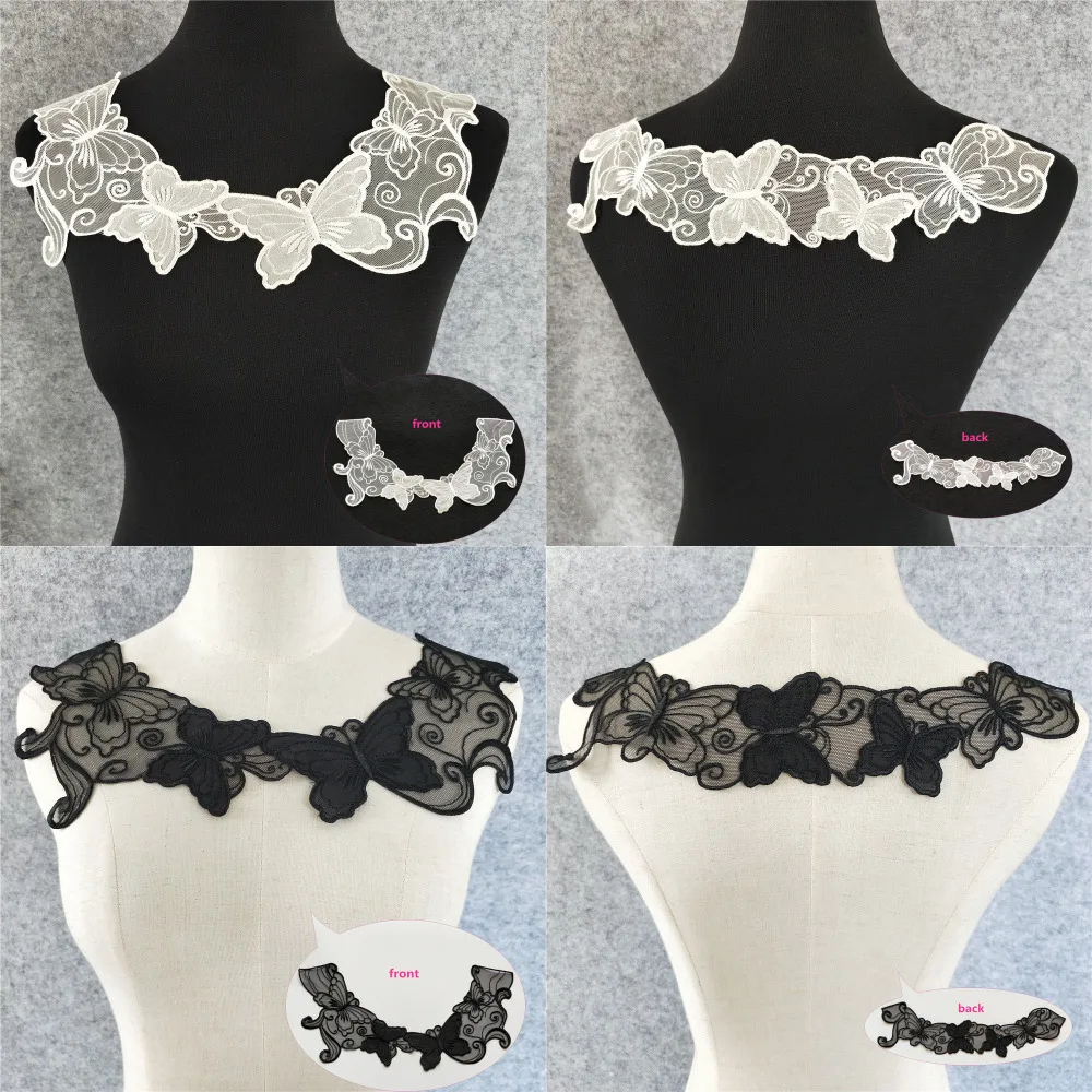

Organza tulle Embroidery Lace Neckline Guipure butterfly Lace Fabrics For Sewing Accessories Collar Applique Trims Wedding dress