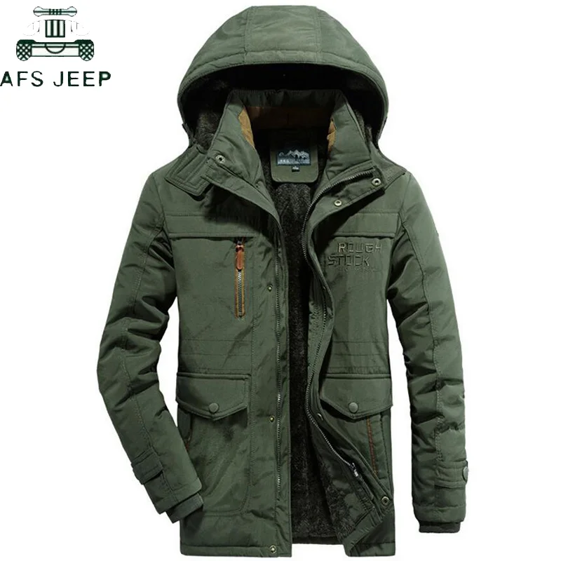 AFS JEEP Brand Military Winter Jacket Men Thick Warm Fleece Parka hombre Plus Size L-6XL Casual Loose Waterproof Windbreaker