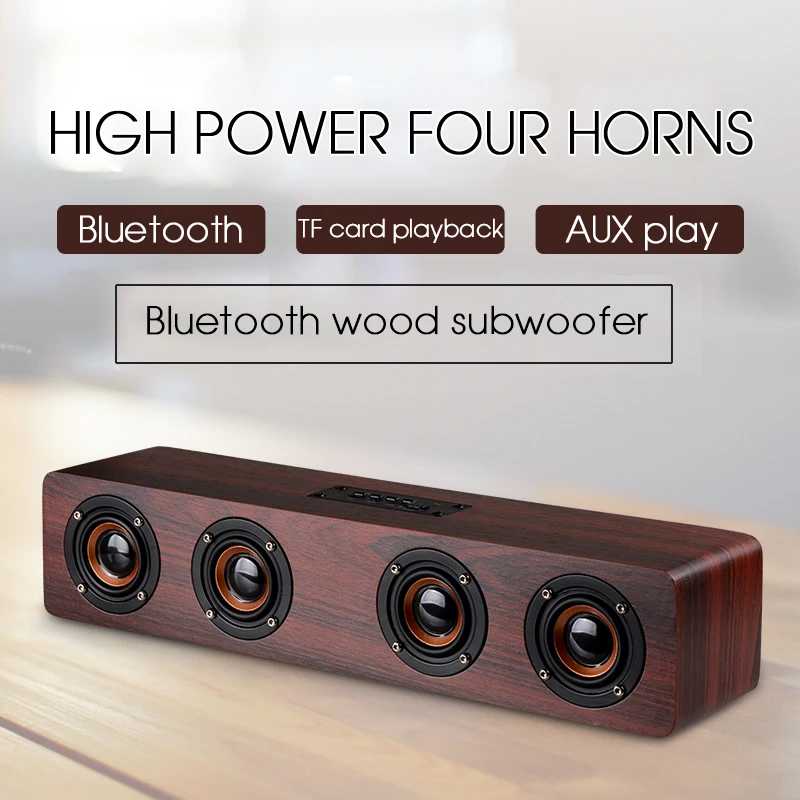 TOPROAD Высокая мощность Bluetooth динамик деревянный сабвуфер стерео беспроводные