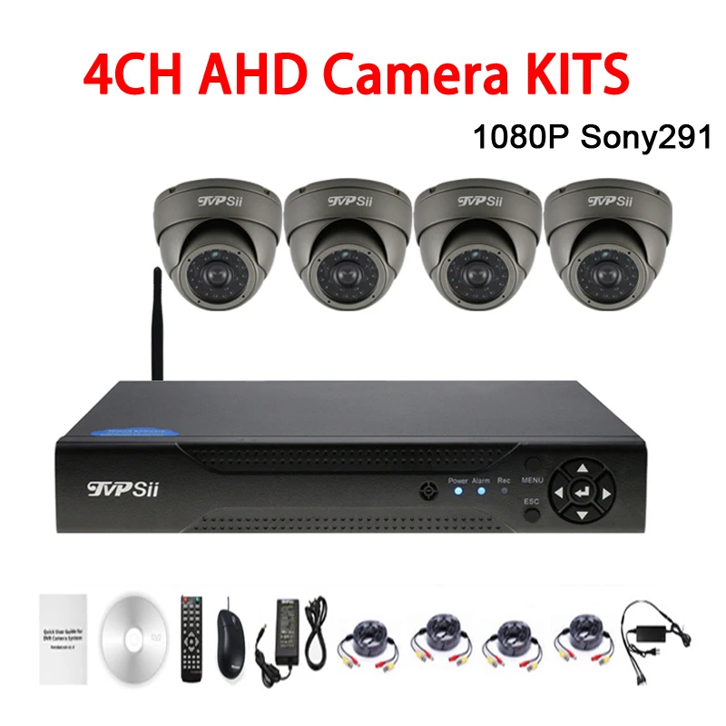 

24Pcs Infrared Leds 2mp Sony291 Waterproof 4CH 4 Channel Outdoor WIFI Dome AHD CCTV Surveillance Camera Kits Free Shipping