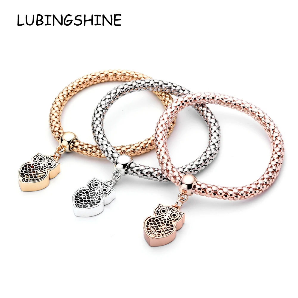 

LUBINGSHINE Hot 3PCS/Set Crystal Owl Bracelet & Bangle Multiple Shape Elastic Bracelets For Women pulseira masculin JJAL B1413
