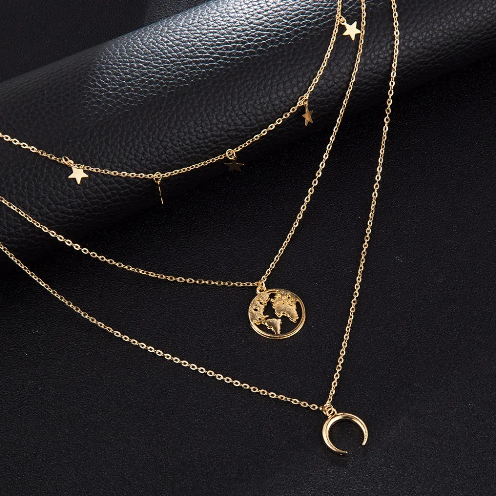 Круглый полый многослойный браслет с картой мира, модное ожерелье для путешествий, подарок на День Земли, персонализированные ювелирные изделия