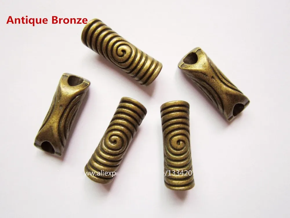 

2Pcs-5pcs Antique Bronze/Silver spiral tube hair braid dread dreadlock beads rings cuffs Accessories approx 5mm hole