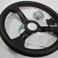 ND 60 мм Глубокая тарелка 330 мм кожаный гоночный руль/Глубокая тарелка колеса красная линия