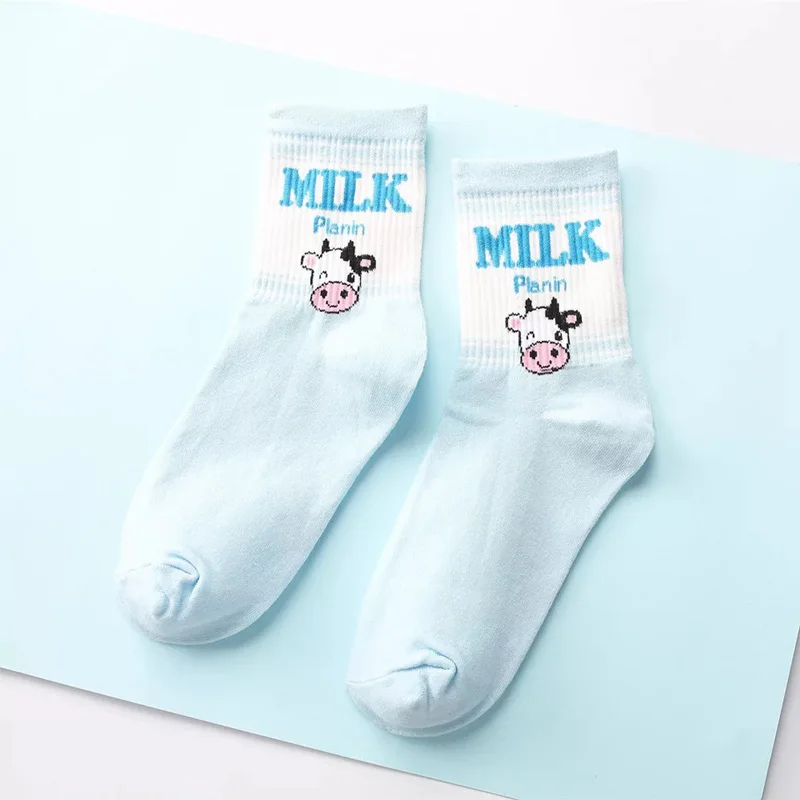 Каваи жаккардовое фруктовое клубничное молоко Пинки/белые женские носки японские смешные носки Харадзюку Calcetines Mujer - Цвет: 5