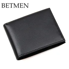 BETMEN Fashion Designer Brand Men Wallets Genuine Leather Short Trifold Wallet Purse Business Male Card Holder