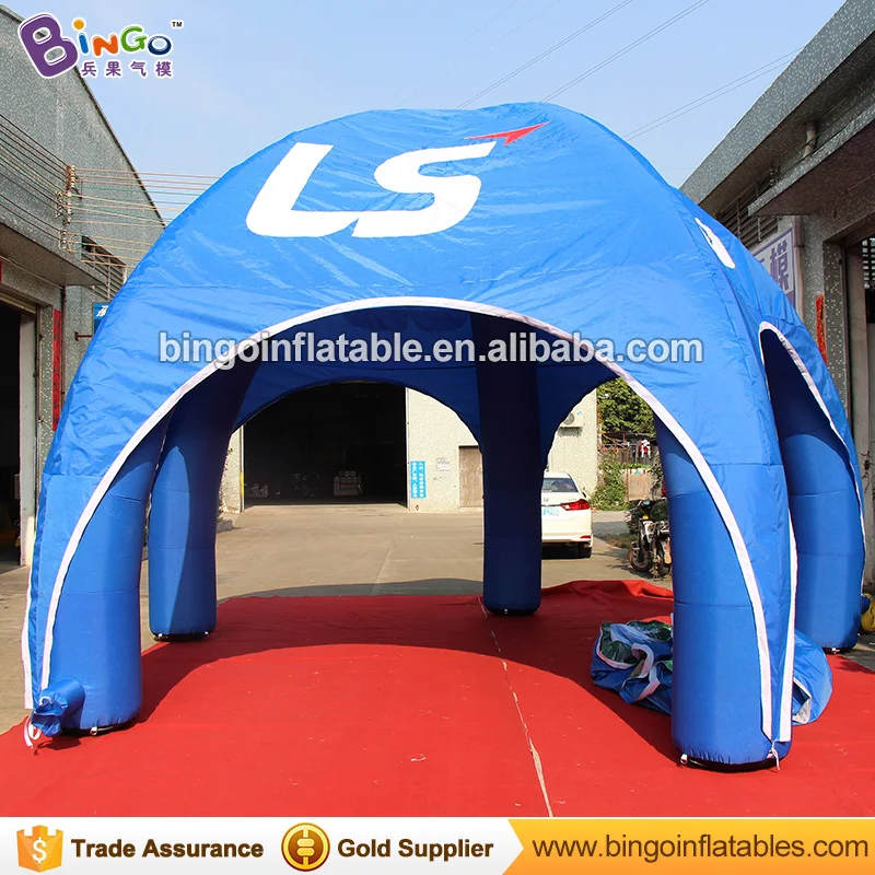  High quality full printed 6m dia Inflatable spider Tent customized 5 columns blue blow up tent for 