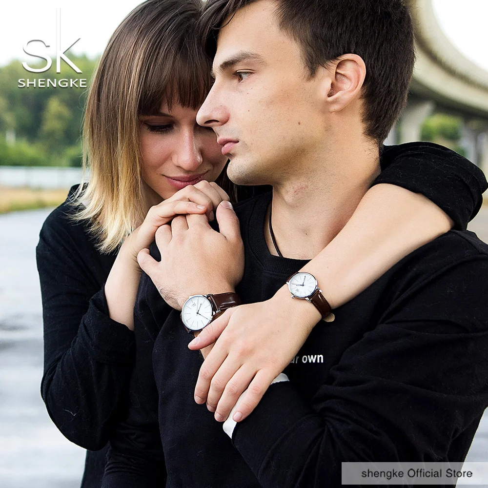 Shengke Couple Watch Men Women Watches Simple Quartz Reloj High Quality Relogio Masculino Business Clock Unisex Lover Watch Saat