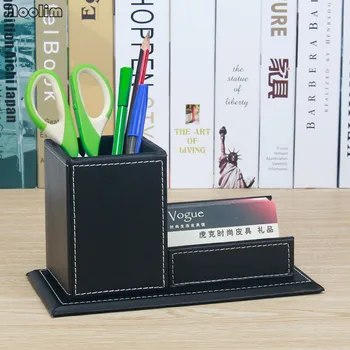 

NOOLIM High - End Fashion Simple Rectangular Pu Leather Pen Holder Business Card Holder Storage Box Small Items Storage Box