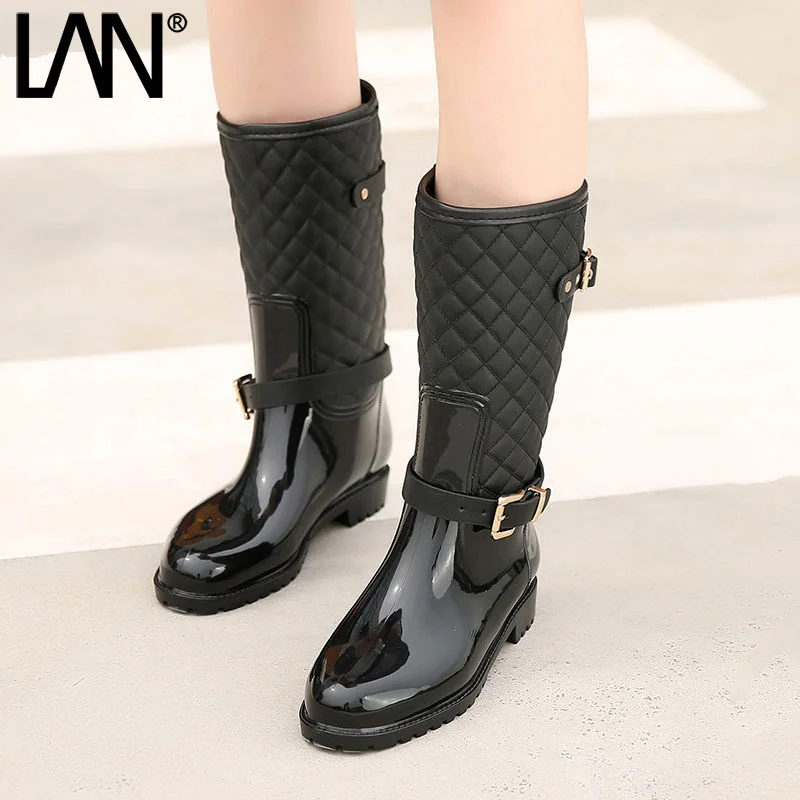 

Fashion 2018 Women Mid-calf Boots Waterproof Rubber Women Rain Boots Casual Ladies Boots Shoes Summer