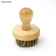Деревянная ручка с натуральной щетиной кабана масло борода щетка для мужчин бороды и усы