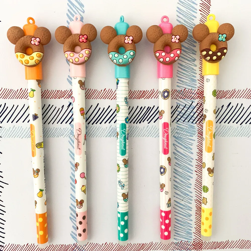 

3PCS Colourful Mickey Doughnut Erasable Gel Pen Writing Signing Pen School Office Supply Kids Student Stationery Blue Ink 0.5mm