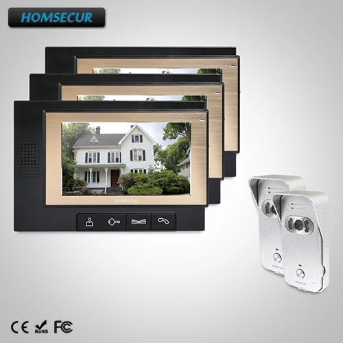 HOMSECUR 7 "Проводной Видеодомофон Интерком безопасности с Серебрянным Монитором: TC021-S + TM702-B