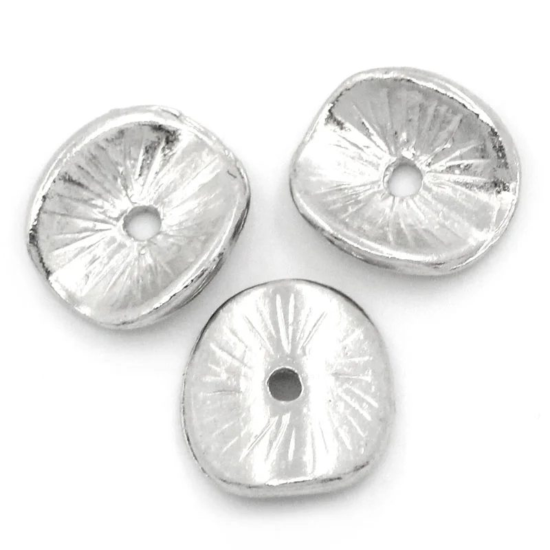 100 шт. бусины разделители Doreen Box Twist Round Alloy Silver Color 10x9 мм для самостоятельного