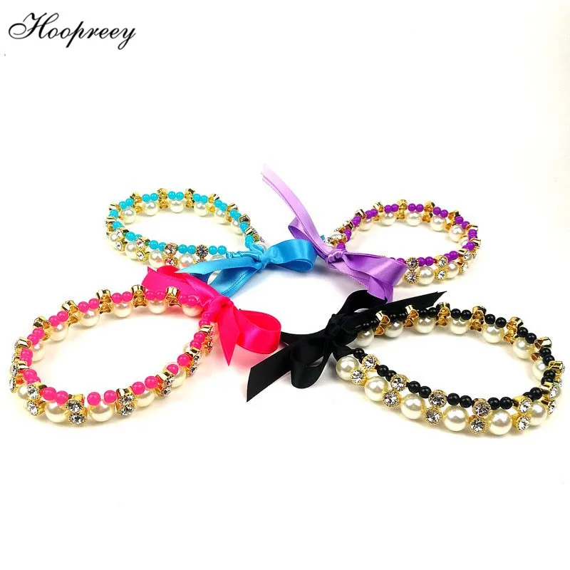 

Pet Pearls Necklace Bling Rhinestone Dog Cat Collar Accessories Ribbons Bow Tie for Small Puppy Dogs Chihuahua Yorkie Cats 10A
