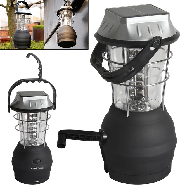 36 LED Solar Light Hand Crank Camping Lantern Multifunction