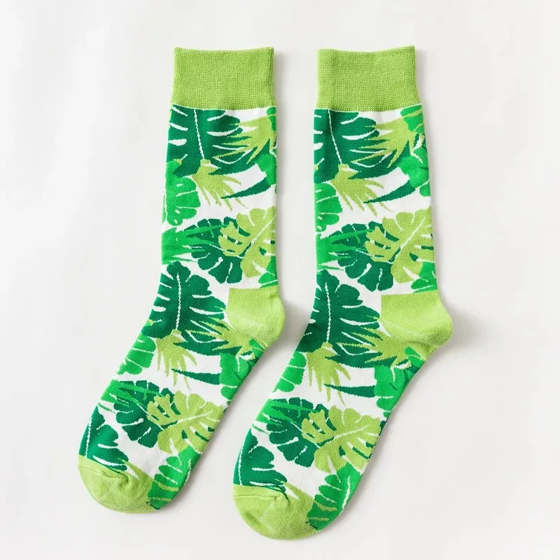 Женские носки для пар, забавные счастливые носки, хлопковые мужские носки, женские носки, яйцо, кролик, перо, овечьи носки, листья - Цвет: 1