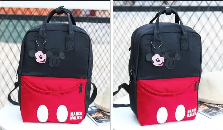 Мода Микки Минни рюкзак для девочек-подростков большой емкости Для женщин черный мультфильм печати дорожные сумки забавные школьные сумки