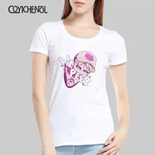 Lil peep customize print tshirt women regular short sleeve o-neck top lady solid color print tee casual slim tee COYICHENOL choker neck solid tee