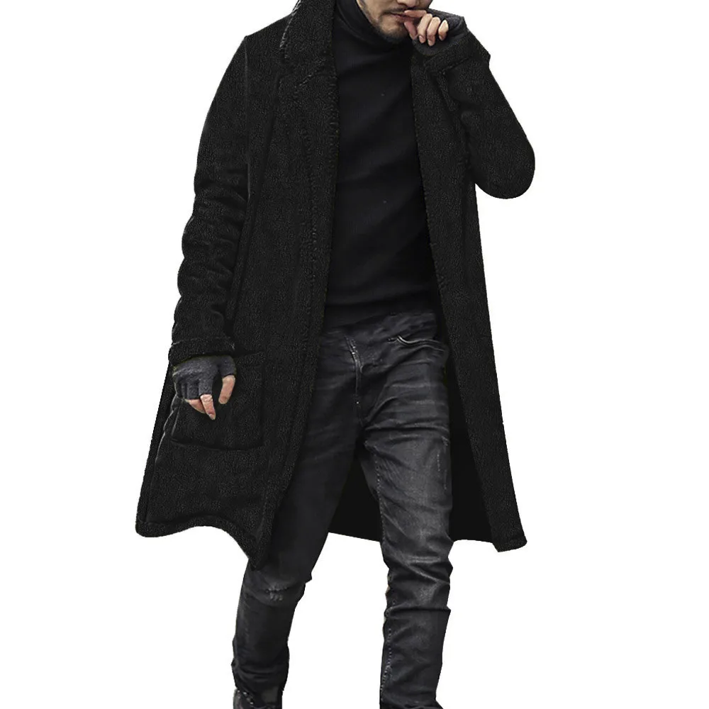 

2019 New Arrival Fashion Men Loose Warm Plush Cardigan Long Furry Double-Sided Coat Tops Hot Sale Plus Size XXXXL
