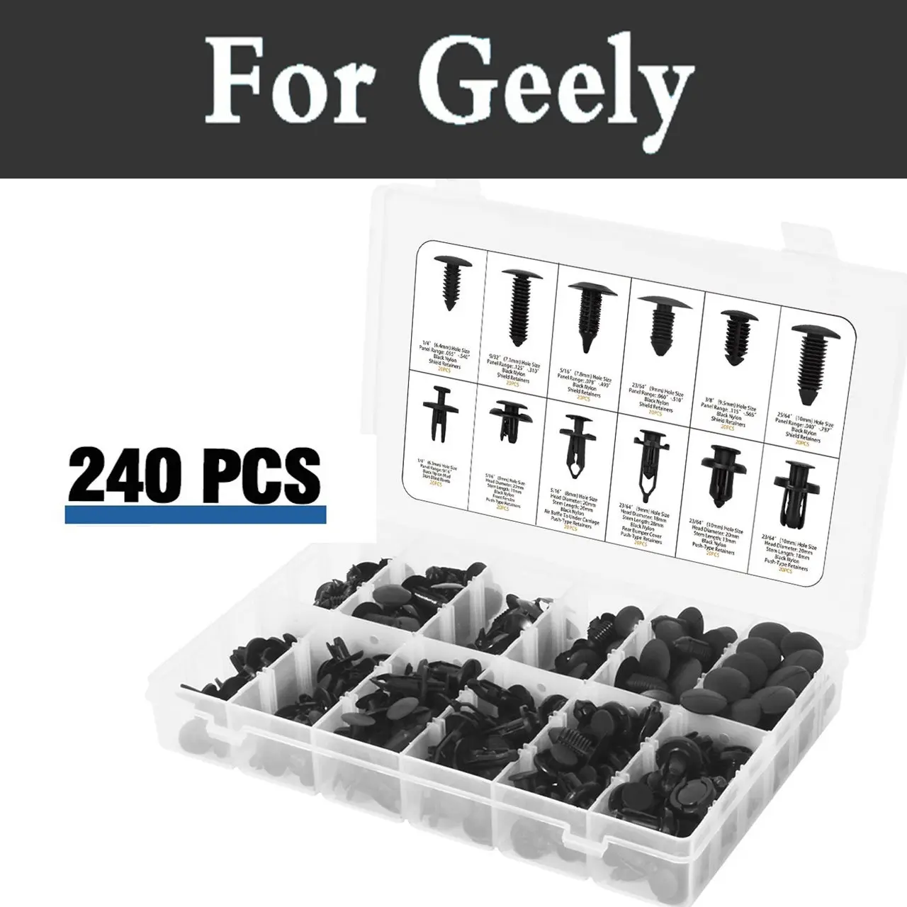 

240pcs Assortment Rivet Universal Push Set In Case Fits Rivets For Geely Fc Gc6 9 Haoqing Lc Cross Mk Mr Otaka Sc7