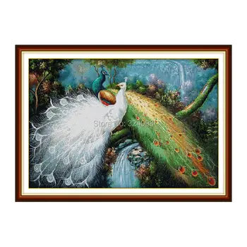 

Wholesale Needlework,Stitch,11CT 14CT Cross Stitch,Sets For Embroidery Kits,Peacocks in green Forest (2) Cross-Stitching