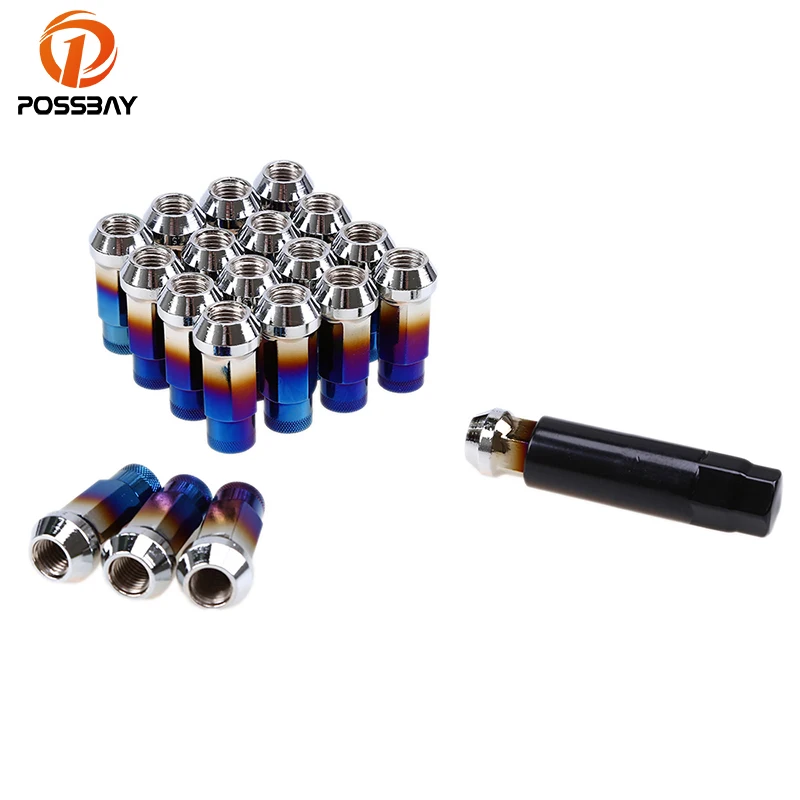 

POSSBAY Universal Car Styling 20x Wheel Lock Nuts Racing Lug Nuts Metal 48mm Extender Tuner M12x1.5/M12x1.25