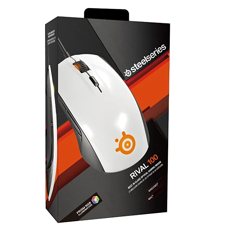 SteelSeries Rival 100, игровая мышь, USB Проводная оптическая мышь 4000 dpi, мышь с призмой, RGB подсветка, бесплатный подарок, коврик для мыши