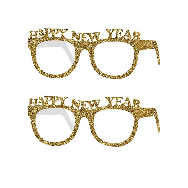Очки с новогодним днем, блестящие вечерние очки с новогодним декором, золотые блестящие очки, маска для детей и взрослых, вечерние сувениры - Цвет: MJ011