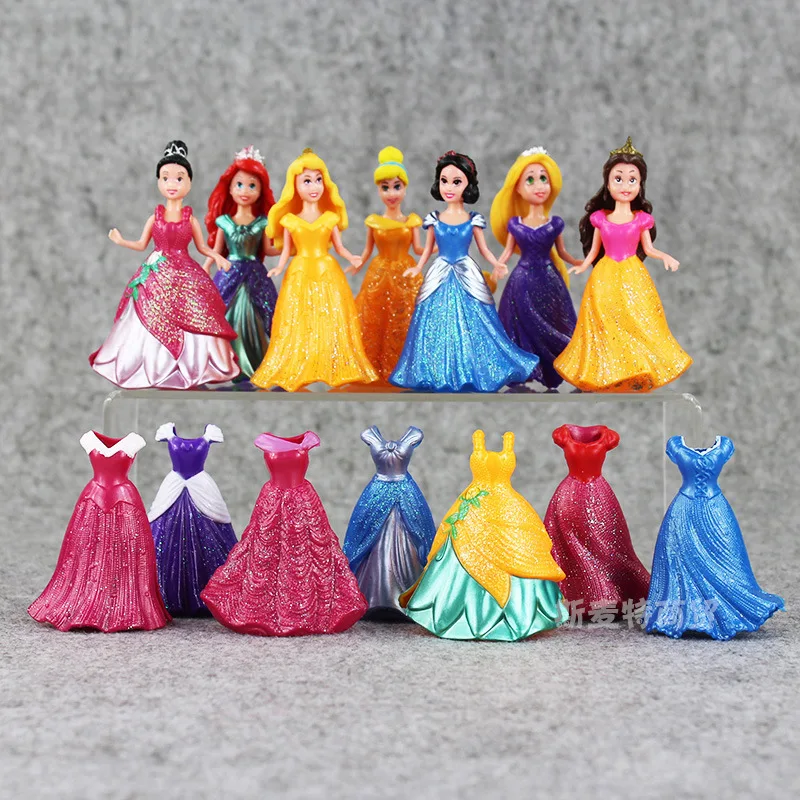 

7pcs Dressing Princess Cute Dolls Rapunzel Snow White Ariel Bell Cinderella Alice Doll Toys For Children Birthday Christmas Gift