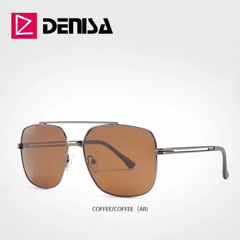 DENISA антибликовые Квадратные Солнцезащитные очки с солнцезащитными очками, Мужские поляризационные очки, Новая Мода UV400 очки для взрослых P1904 - Цвет линз: AR Coffee Color Lens