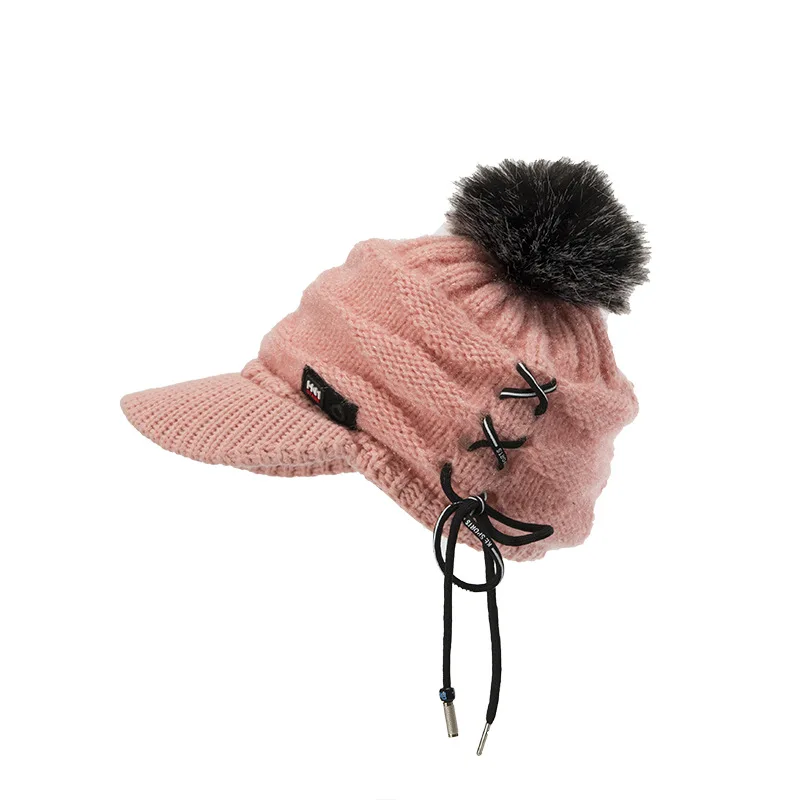 

Winter New Women Hats Ladies Thicken Warm Beanies Girls Skullies Caps Bonnet Female SnapBack Wool Pompom Hat
