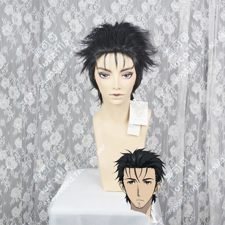 

Anime Steins Gate 0 Okabe Rintarou Cosplay Wig Short Black Heat Resistant Synthetic Hair Wigs + Wig Cap