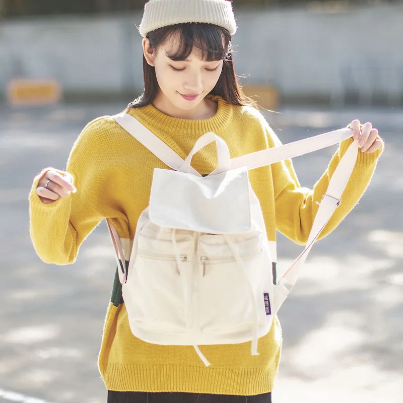 DCIMOR bolso de hombro de lona Casual para mujer Mochila Escolar Mochila para adolescentes niñas Top-handle mochilas bolso de libro
