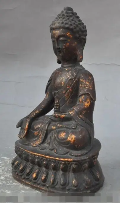 

S02733 8"old tibet Buddhism pure bronze Joss tower sakyamuni Shakyamuni buddha statue