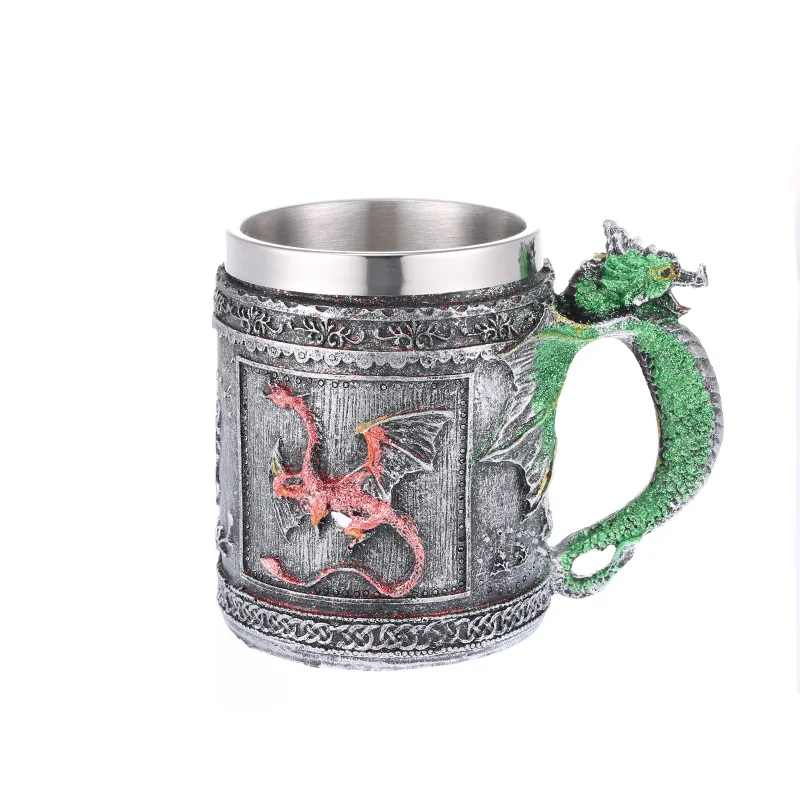 

JAYQUERING New Resin Dinosaur Handle Cup Interior Design Home Exquisite Carved Pattern Wine Cabinet Decoration Home Decor RS8068