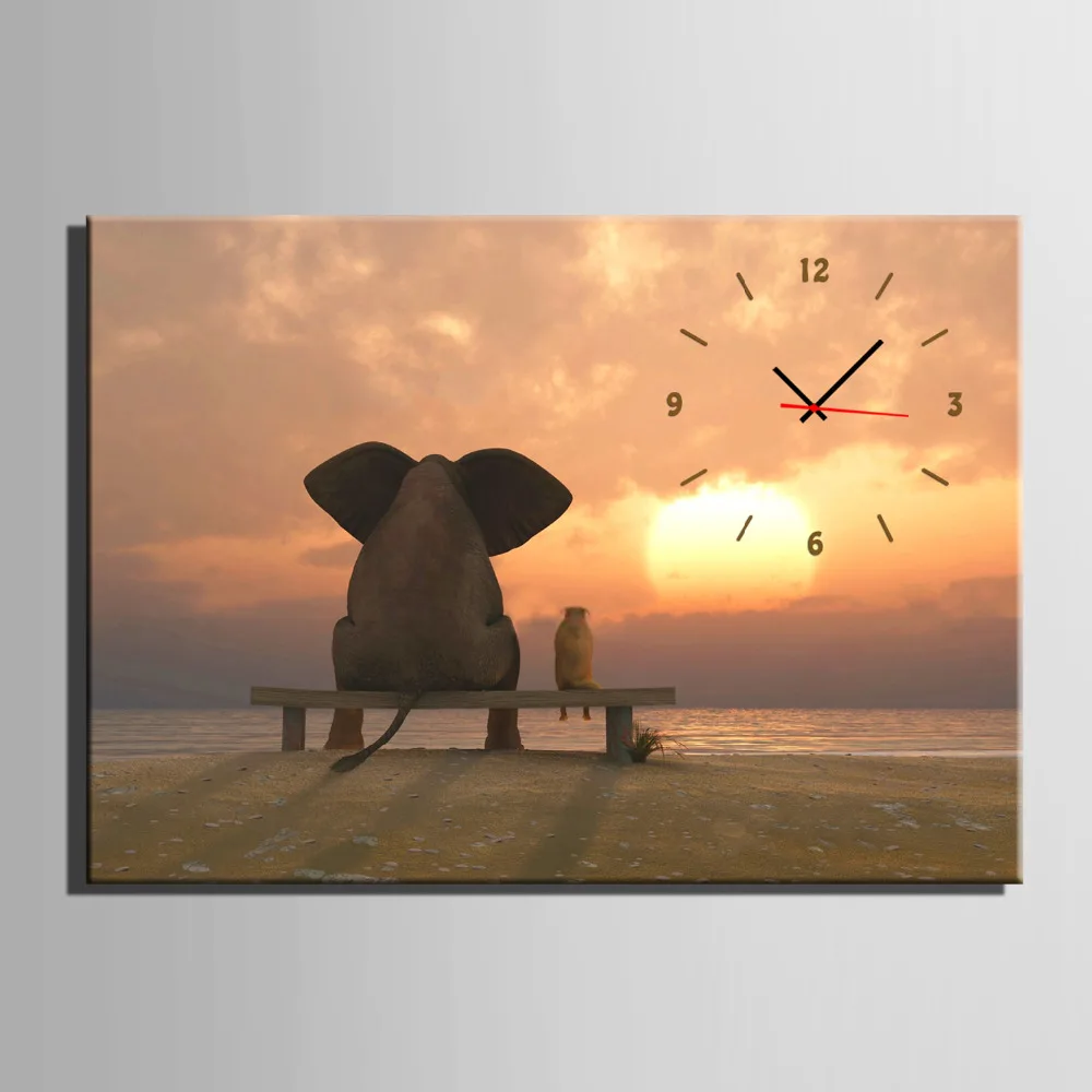 

Free Shipping E-HOME The Elephant's Back Clock in Canvas 1pcs Wall Clock