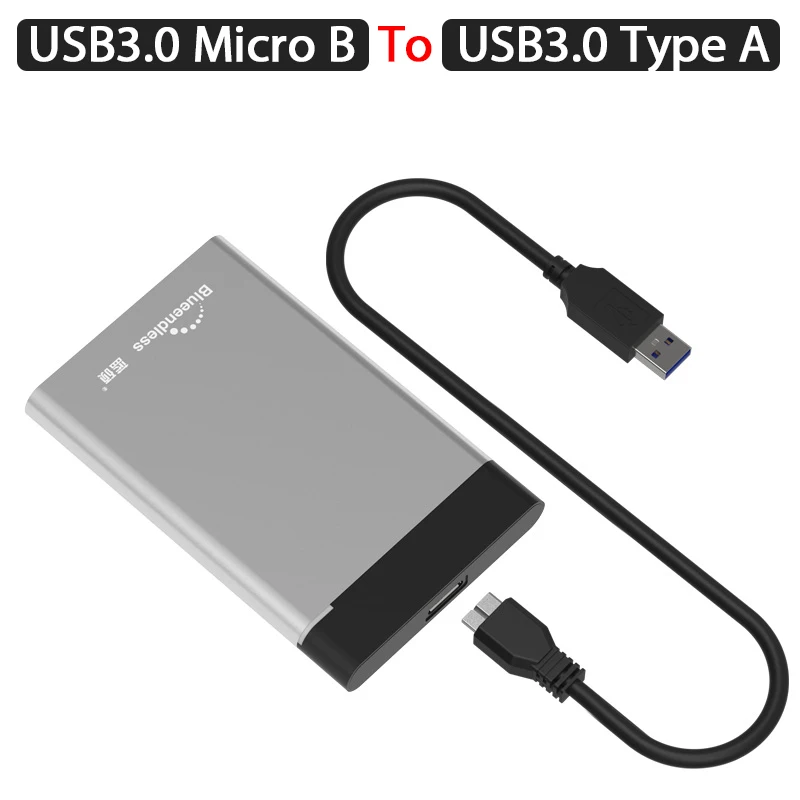 Алюминевый кейс для жесткого диска. USB 3.0 поддержка дисков до 2.5 дюймов и 7mm 9.5mm вместимостьдо до 1TB - Цвет: Micro B to USB A