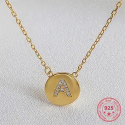 Корейский модный стиль 925 Серебряный Модный AAAA Циркон письмо бренд круглый кулон ожерелье