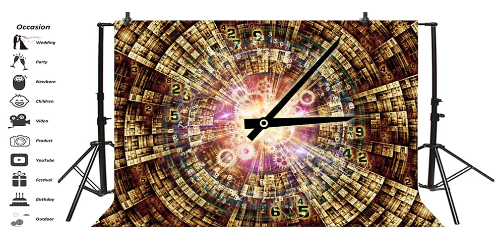 Laeacco Abstract Digital Clock Structure Photography Background Customized Photographic Backdrops For Photo Studio