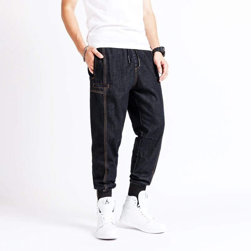

Japanese Style Fashion Men Jeans Loose Fit Vintage Spliced Denim Cargo Pants Harem Trousers Streetwear Hip Hop Joggers Jeans Men