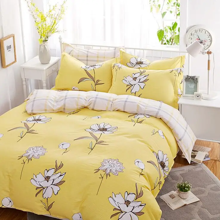 

4pcs Fashion style Flower printed bedding sets 100%cotton duvet cover+bedsheet+pillowcase linen bedcover set Bedroom Textile